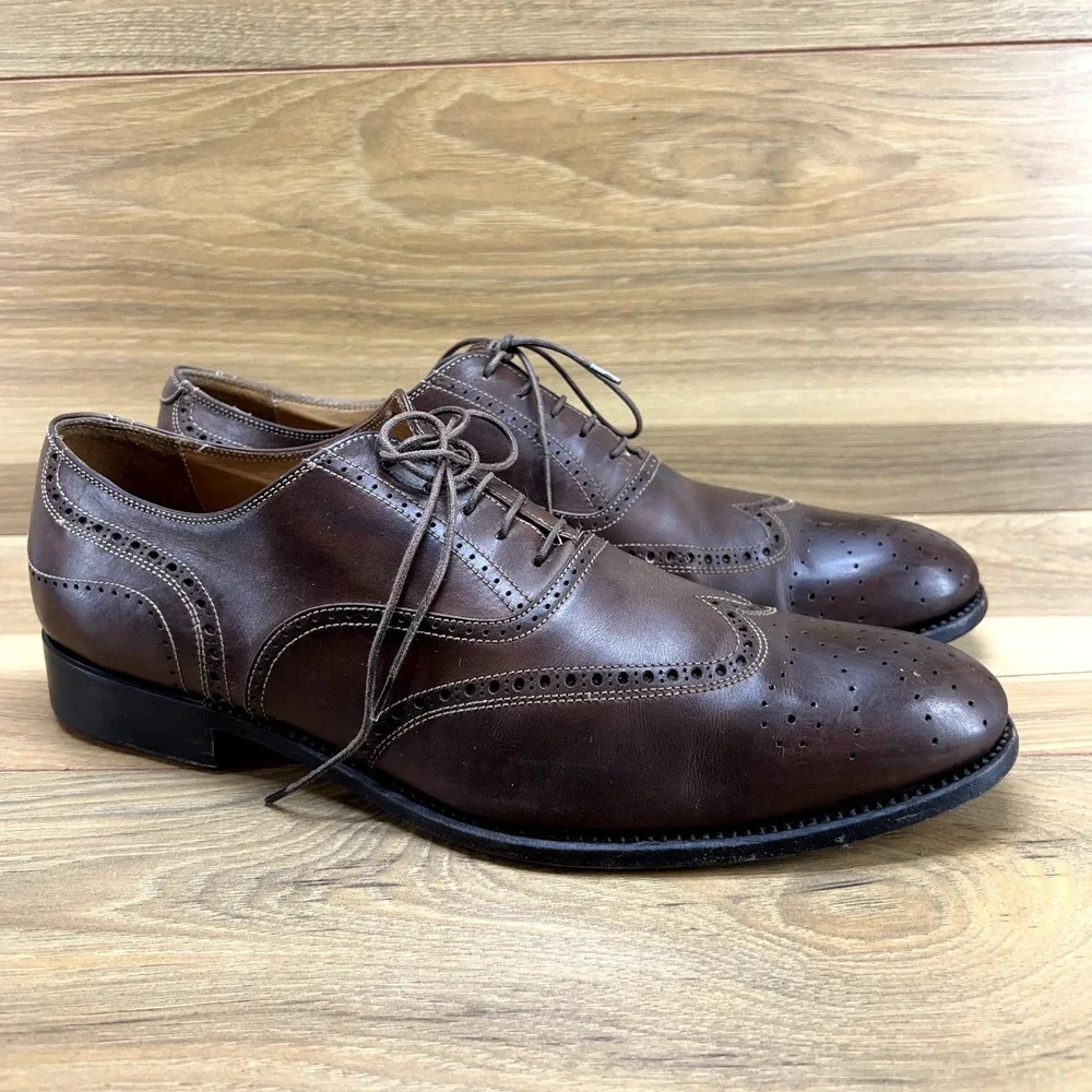 W Gibbs Mens 10.5 Brown Leather Lace Up Oxford Dress Shoe EU 43.5